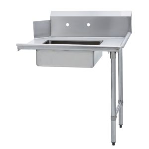 30W x 52L x 43H Galvanized Steel Legs Right Side Fenix Sol Stainless Steel Commercial Undercounter Clean Dish Table 